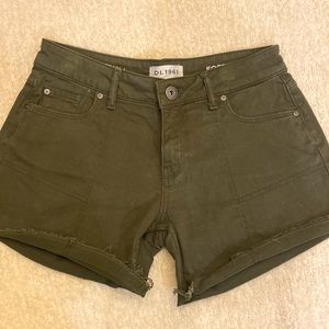 Army Green Denim Shorts